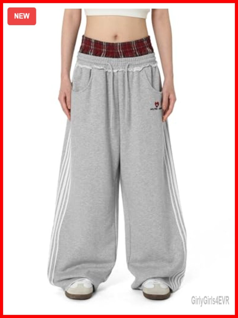 Baggy Wide Leg Sweatpants Double Waist Y2K Streetwear Cotton